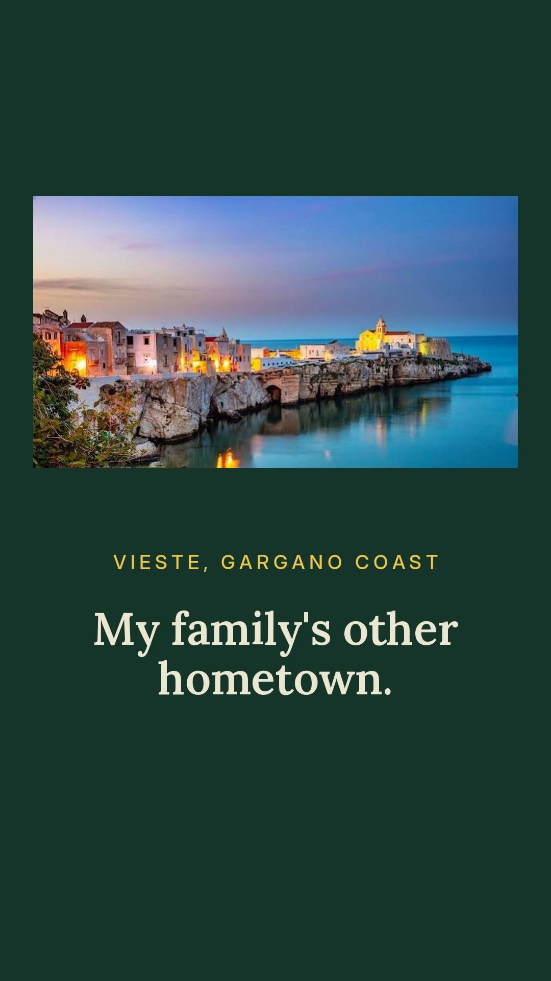 Play video: La Famiglia teaser — Rionero and Vieste, the Rifino family's hometowns